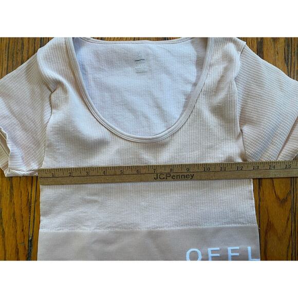 Aerie Top Womens L Pink Offline Seamless Sidewalk Crop T-Shirt Rib Knit Solid - Picture 4 of 8